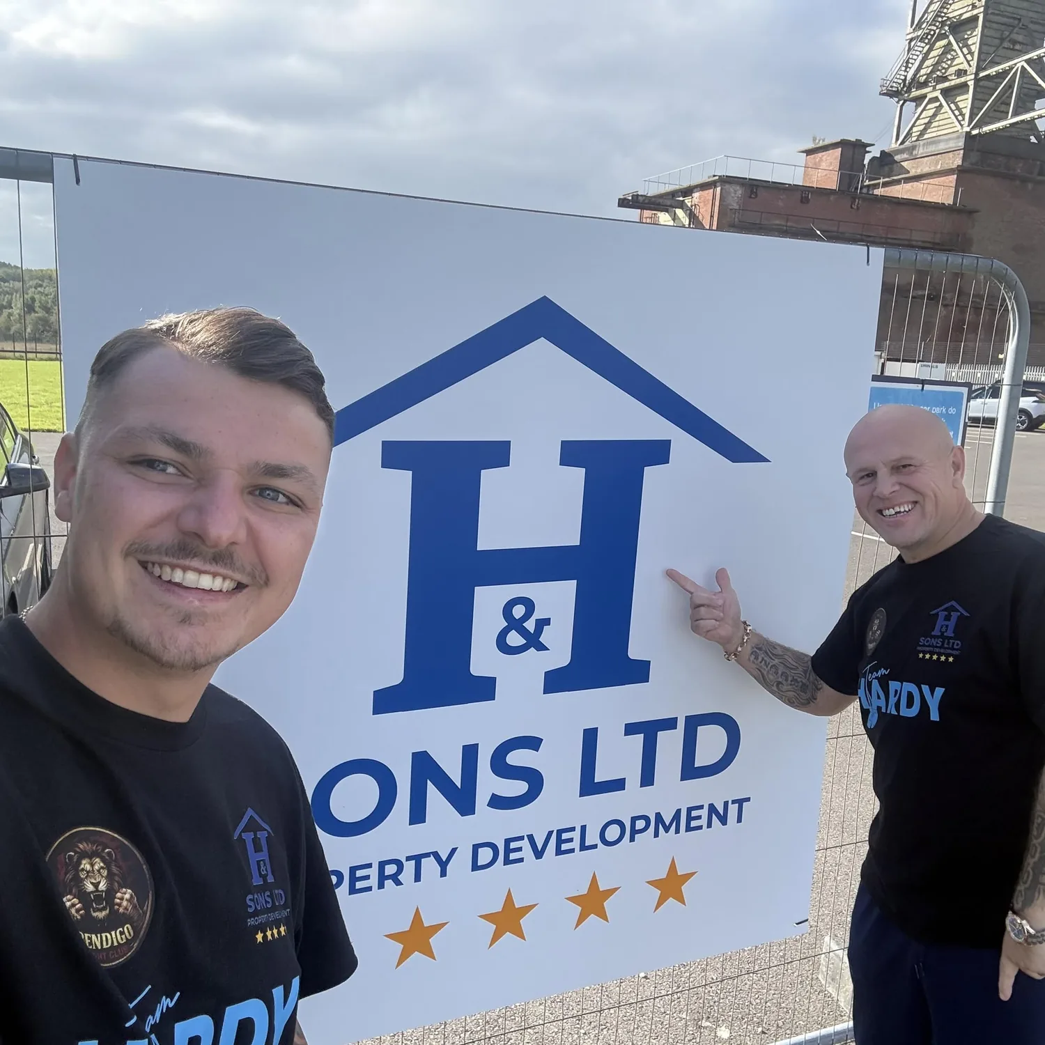 Matt Bostock and Brendan Hardy with Hardy and Sons branding