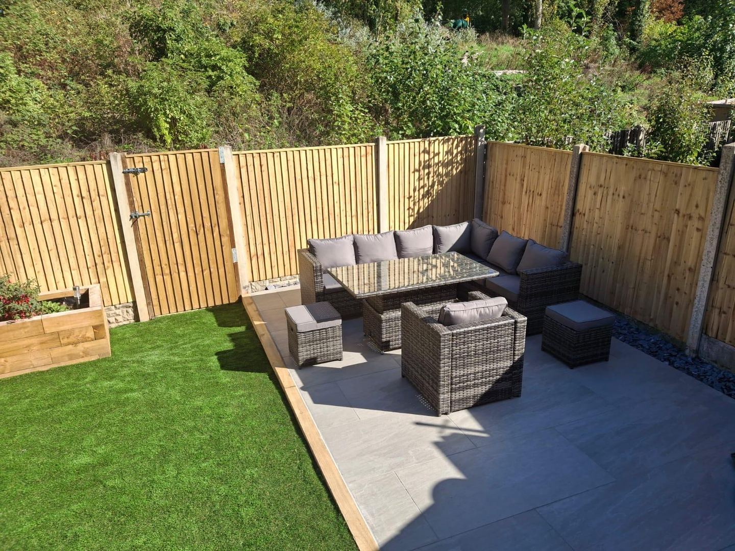Finished tiled patio and outdoor seating area in Nottingham