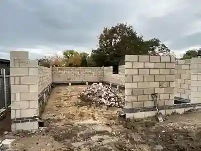 Wall openings formed for the detached garage build by Hardy and Sons