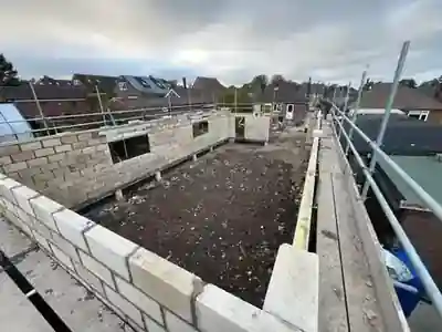Walls raised to roof level for the detached garage build by Hardy and Sons