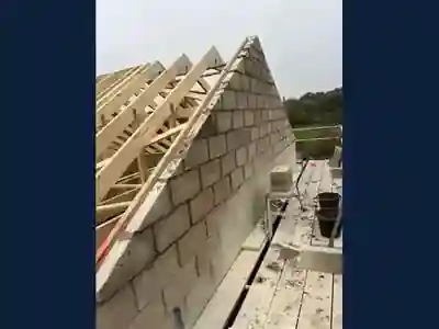Gable wall construction for the detached garage build by Hardy and Sons