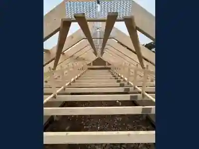 Internal roof structure for the detached garage build by Hardy and Sons