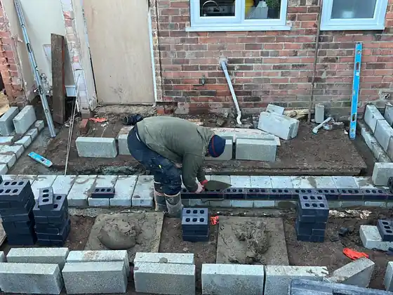 Foundation and lower blockwork started for the kitchen extension
